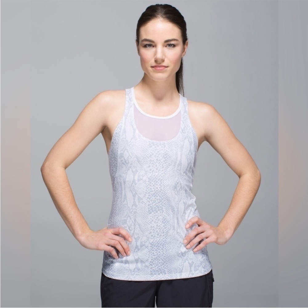 Lululemon Mesh With Me Tank in Desert Snake White  Silver Fox White